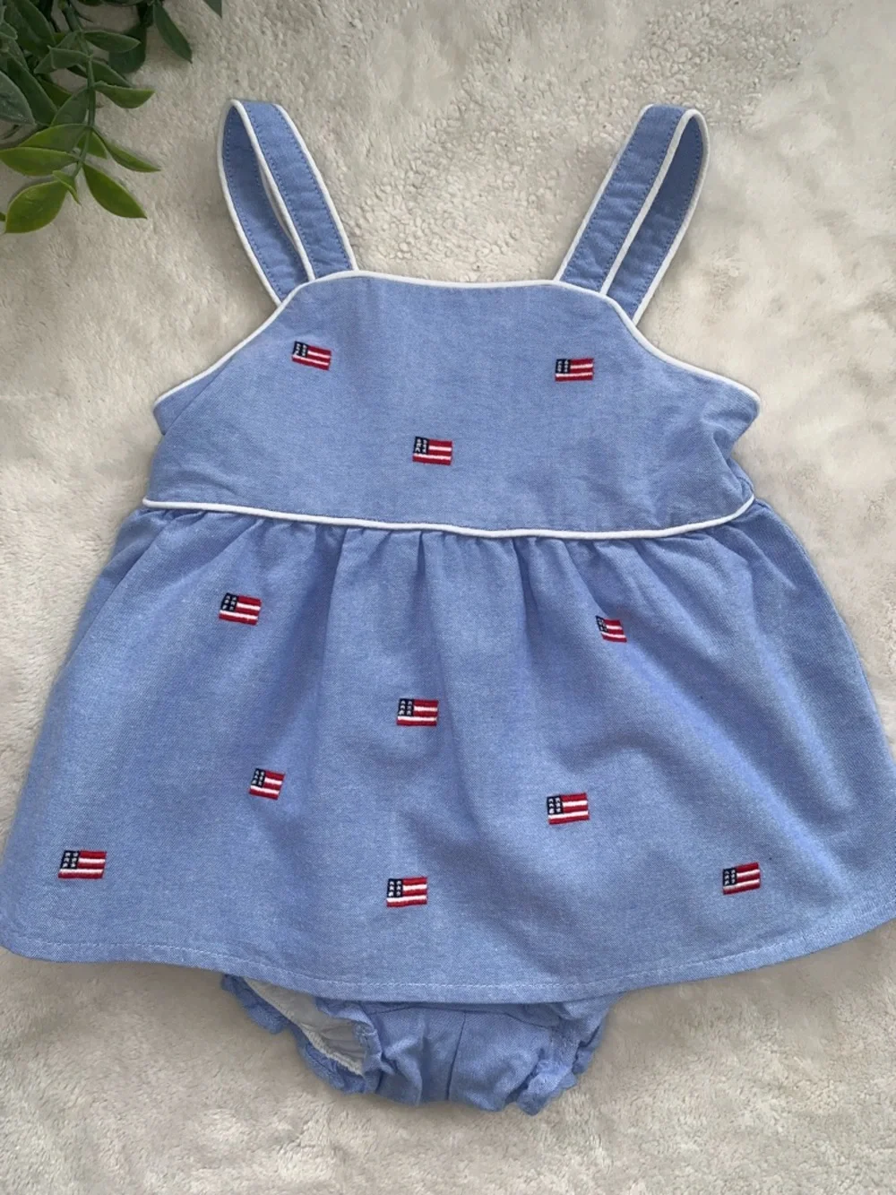 NWT Janie and Jack Embroidered Flag Set 12-18M Baby Girl Patriotic - Picture 2 of 8